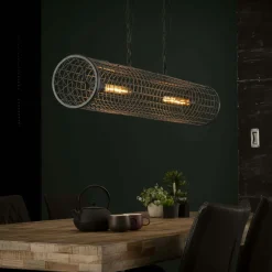 Suspensions / Lustres|RALF Suspension industrielle cylindre grillagé 2 lampes