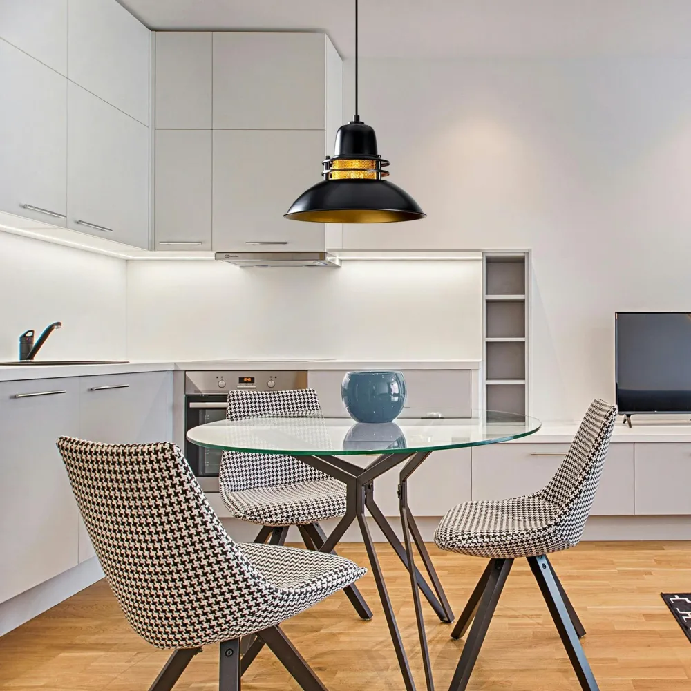 Suspensions / Lustres|SILE Suspension industrielle métal noir & doré, avec grille