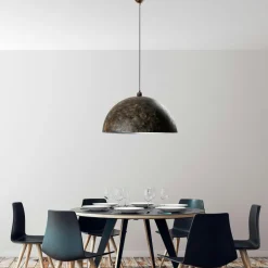 Suspensions / Lustres|SILE Suspension industrielle vintage en métal patiné