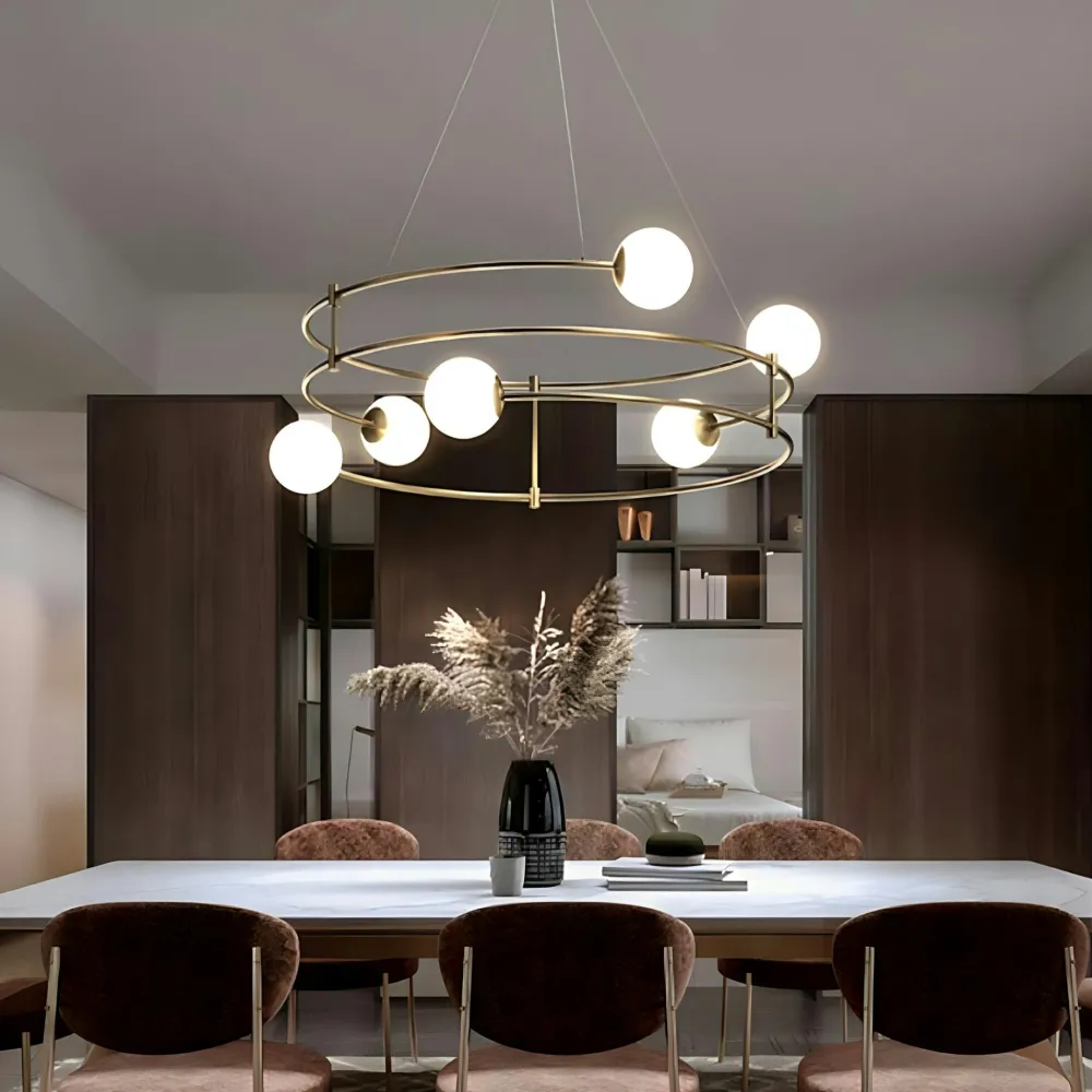 Suspensions / Lustres|DELTONA Suspension moderne - 6 globes sur structure spirale