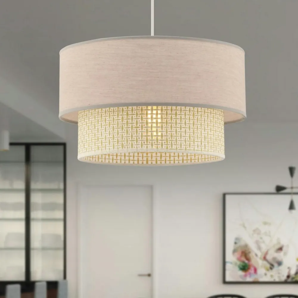 Suspensions / Lustres|ZURICH Suspension moderne - double abat-jour sable