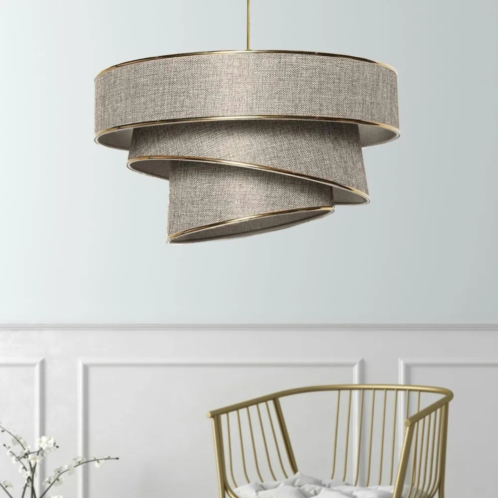 Suspensions / Lustres|ZURICH Suspension moderne - double abat-jour sable