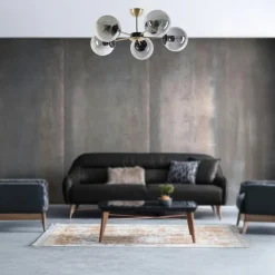 Suspensions / Lustres|SIERRE Suspension moderne de salon, 5 globes verre fumé