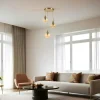 Suspensions / Lustres|SIERRE Suspension moderne dorée 3 globes verre ambré