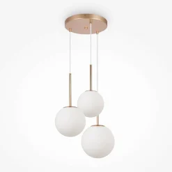 Suspensions / Lustres|DELTONA Suspension moderne dorée - 3 globes en grappe