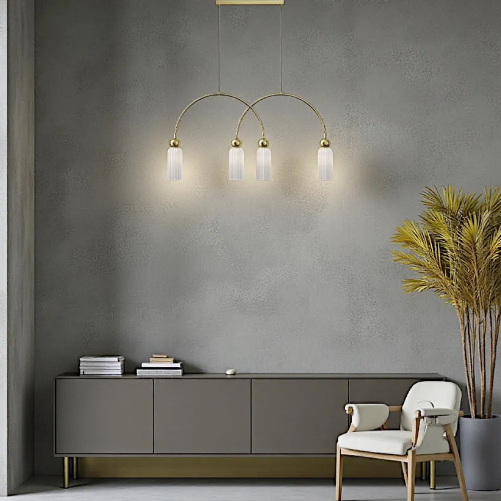 Suspensions / Lustres|SOLANA Suspension moderne double arche - verre dépoli