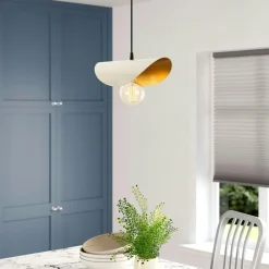 Suspensions / Lustres|SINOP Suspension moderne en métal plié crème & doré