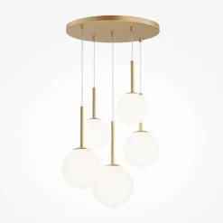 Suspensions / Lustres|DELTONA Suspension moderne noir & blanc – 5 globes en grappe