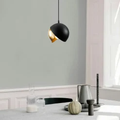 Suspensions / Lustres|SILE Suspension moderne noire & doré, 2 demi-sphères