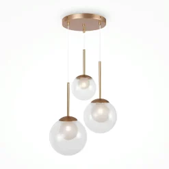 Suspensions / Lustres|DELTONA Suspension moderne verre & or - 3 globes en grappe