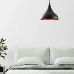 Suspensions / Lustres|SILE Suspension noire brossée – intérieur brun doré, 41 cm