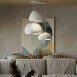 Suspensions / Lustres|NOXIS Suspension noire moderne 3 abat-jour organiques 76 cm