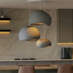 Suspensions / Lustres|NOXIS Suspension noire moderne 3 abat-jour organiques 76 cm