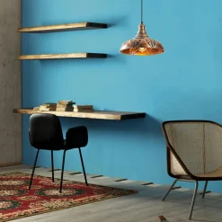 Suspensions / Lustres|SILE Suspension rustique en métal cuivré décor feuille