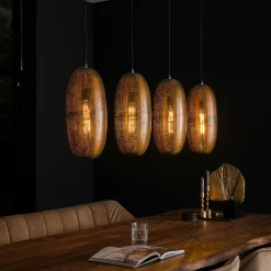 Suspensions / Lustres|RALF Suspension salle à manger 4 lampes cuivrées forme ellipse