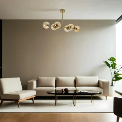 Suspensions / Lustres|SIERRE Suspension salle à manger vintage, 6 globes blancs