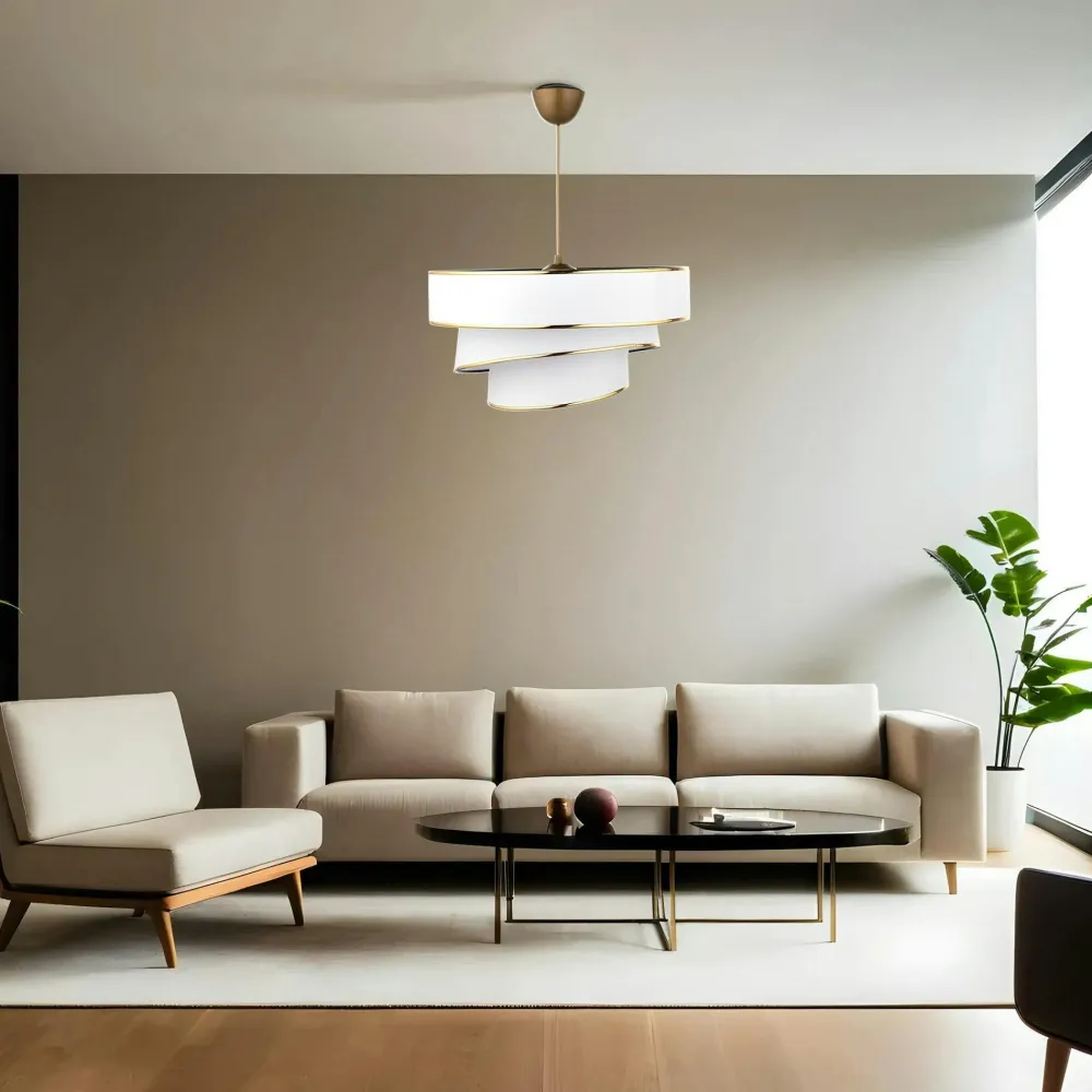 Suspensions / Lustres|ZURICH Suspension salon grise - abat-jour triple, moderne