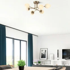 Suspensions / Lustres|SIERRE Suspension salon moderne – 6 cônes, effet laiton