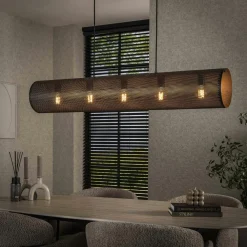 Lampes À Poser·Lampe Style Industriel|Suspensions / Lustres|RALF Suspension tube en métal noir perforé 7 lampes