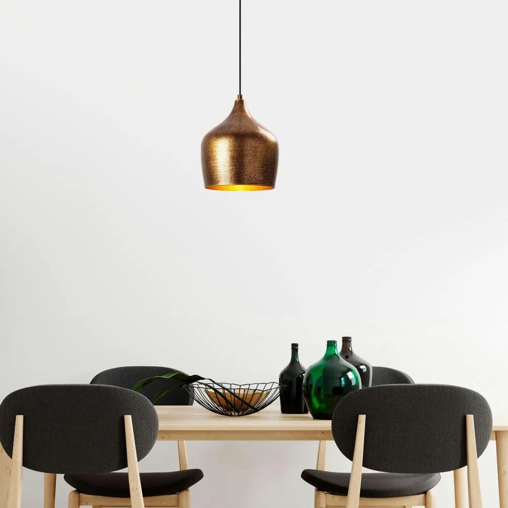 Suspensions / Lustres|SILE Suspension vintage cuisine – métal moucheté cuivré