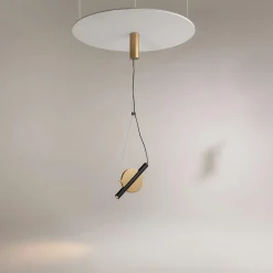 Suspensions / Lustres|MONA Suspension design graphique – disque blanc et tube noir