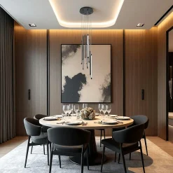 Suspensions / Lustres|SALEM Suspension design LED – cascade de 9 lampes noires