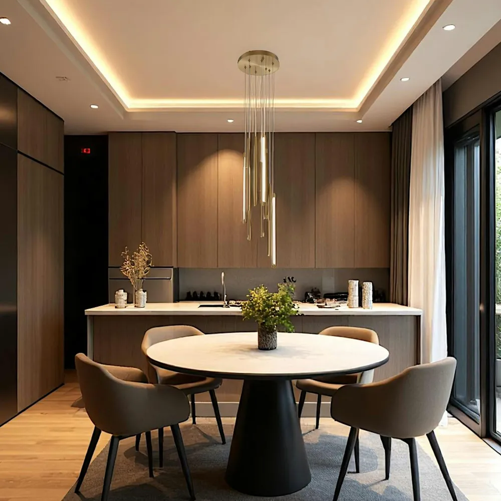 Suspensions / Lustres|SALEM Suspension design LED – cascade de 9 lampes noires