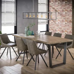 Tables À Manger Rectangulaires|Tables À Manger En Bois|Lucknow Table à manger contemporaine bois métal 230 cm