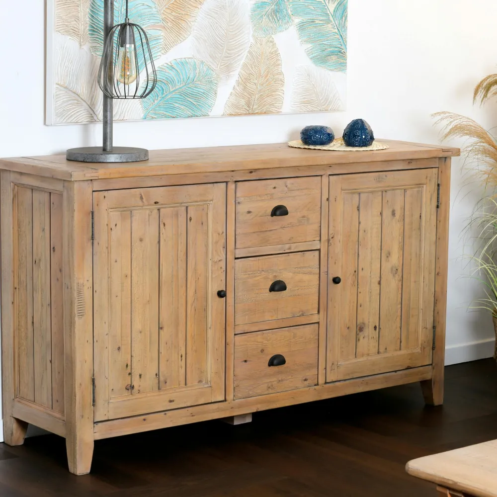 Univers Déco·Maison De Campagne|Tables À Manger Rectangulaires|SALERNE Table à manger en bois recyclé clair tréteaux 200 cm