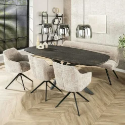 Tables À Manger Industrielles|Tables À Manger En Bois|RALF Table à manger industrielle gris foncé texturée 180 cm