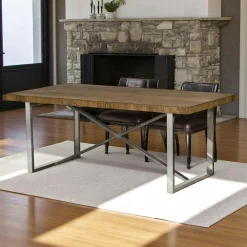 Tables À Manger Rectangulaires|Tables À Manger En Chêne|RIVERSIDE Table à manger moderne chêne acier 200 cm