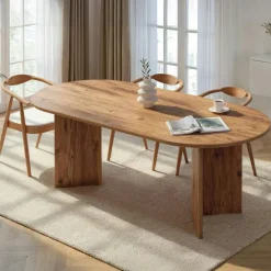 Tables À Manger En Bois|MARFA Table à manger moderne effet travertin pieds en V 180 cm