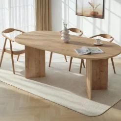 Tables À Manger En Bois|MARFA Table à manger moderne effet travertin pieds en V 180 cm