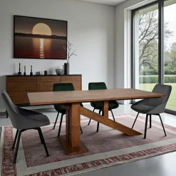 Tables À Manger Rectangulaires|Tables À Manger En Chêne|OKA Table à manger moderne piètement oblique chêne massif 200 cm