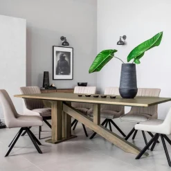 Univers Déco·Design Contemporain|Tables À Manger Rectangulaires|HUDSON Table à manger moderne piètement oblique chêne massif 200 cm