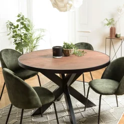 Tables À Manger Industrielles|Tables À Manger En Bois|BIHAR Table à manger ovale bois anthracite effet pierre 220 cm