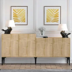 Tables À Manger En Bois|MARFA Table à manger ovale effet travertin pieds en V 200 cm