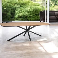 Tables À Manger En Bois|DEPOK Table à manger ovale en bois de teck recyclé 2 m