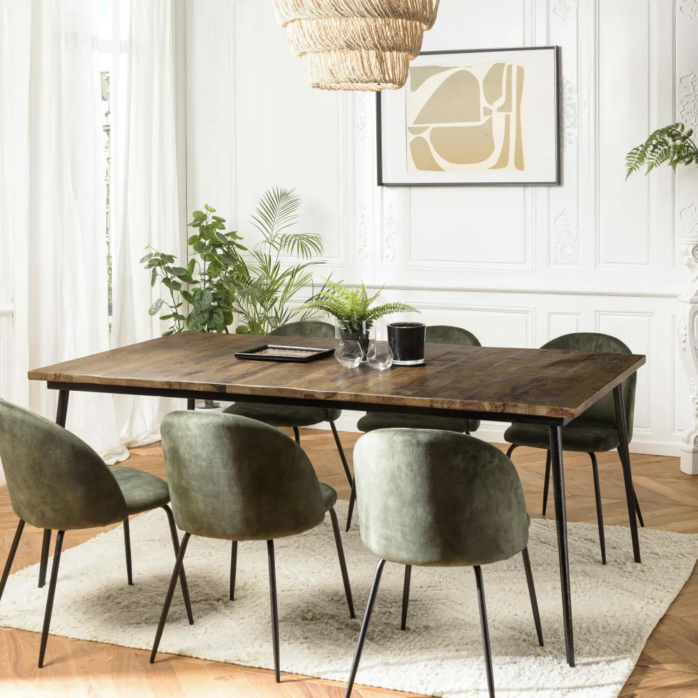 Tables À Manger Rectangulaires|Tables À Manger En Bois|KORKAI Table à manger rectangulaire lames bois recyclé 200 cm