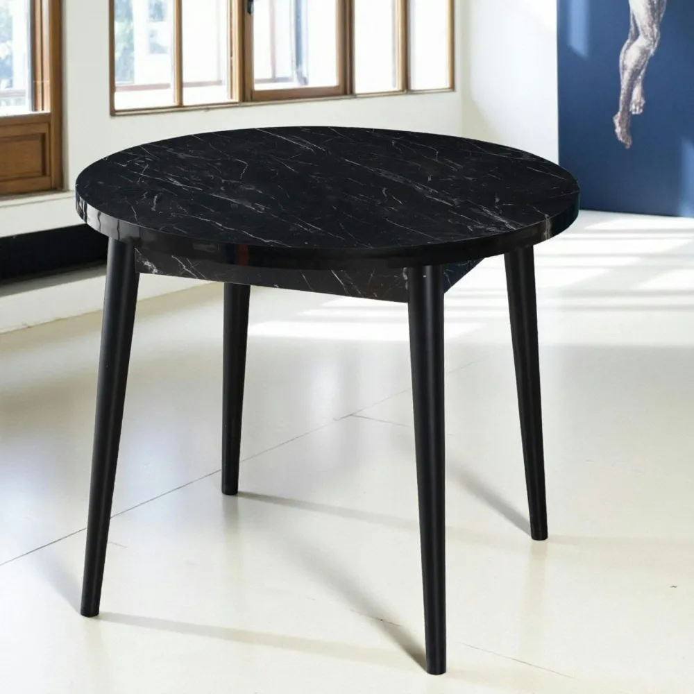 Tables À Manger Rondes|Tables À Manger En Bois|MARFA Table à manger ronde effet bois de noyer clair Ø90 cm