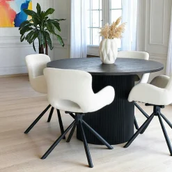 Tables À Manger Rondes|Tables À Manger En Bois|MATERA Table à manger ronde effet bois foncé ø120 cm