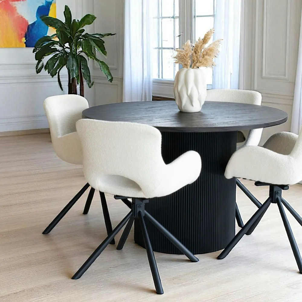 Tables À Manger Rondes|Tables À Manger En Bois|MATERA Table à manger ronde effet bois foncé ø120 cm