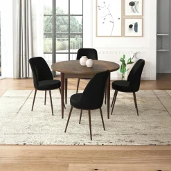 Tables À Manger Rondes|Tables À Manger En Bois|AROLA Table à manger ronde effet bois noyer foncé Ø90 cm