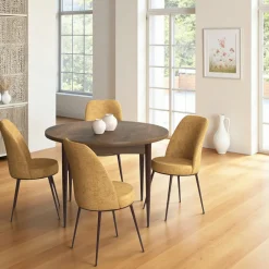 Tables À Manger Rondes|Tables À Manger En Bois|AROLA Table à manger ronde effet bois noyer foncé Ø90 cm