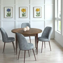 Tables À Manger Rondes|Tables À Manger En Bois|AROLA Table à manger ronde effet bois noyer foncé Ø90 cm