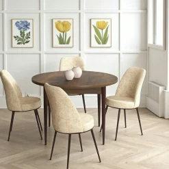 Tables À Manger Rondes|Tables À Manger En Bois|AROLA Table à manger ronde effet bois noyer foncé Ø90 cm