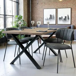 Tables À Manger En Chêne|Tables À Manger Extensibles|SAVONE Table à rallonge en bois de chêne fumé avec bordures naturelles 140 cm