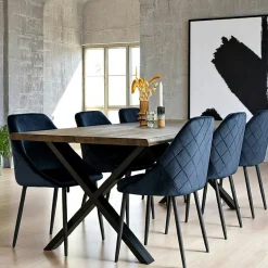 Tables À Manger En Chêne|Tables À Manger Extensibles|SAVONE Table à rallonge en bois de chêne fumé avec bordures naturelles 140 cm