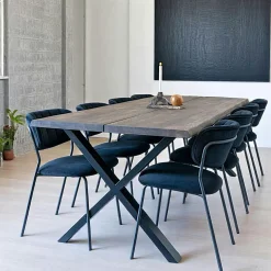 Tables À Manger Rectangulaires|Tables À Manger En Chêne|SAVONE Table à rallonge en bois de chêne fumé avec bordures naturelles 240 cm