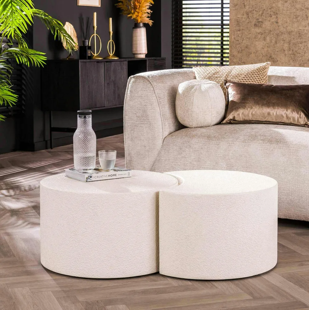 Tables Basses Design|TAJ Table basse blanche en marbre composite forme haricot